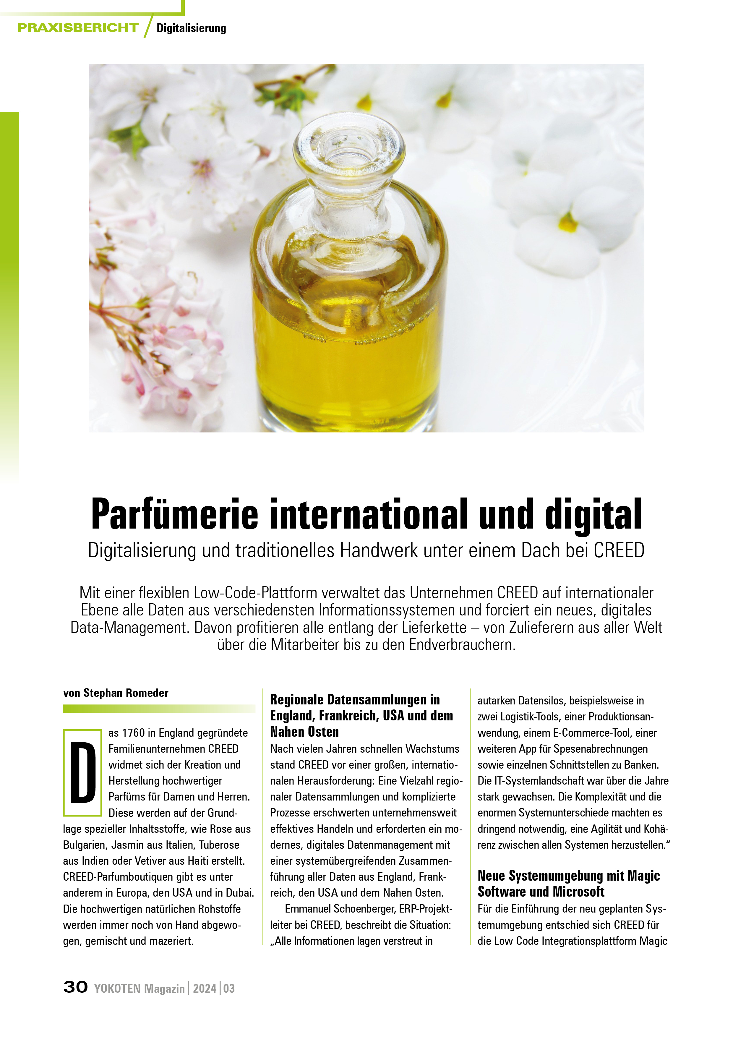 Parfümerie international und digital - Artikel aus Fachmagazin YOKOTEN 2024-03